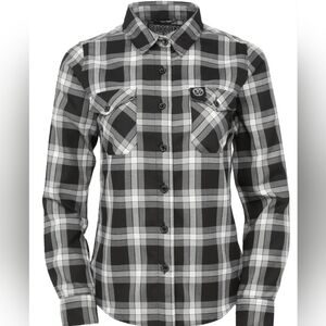 Dixxon | Pennywise Full Circle Flannel Plaid Black White Grey Womens 2X